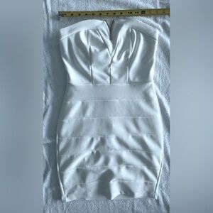 Emerald Sundae strapless white short dress.